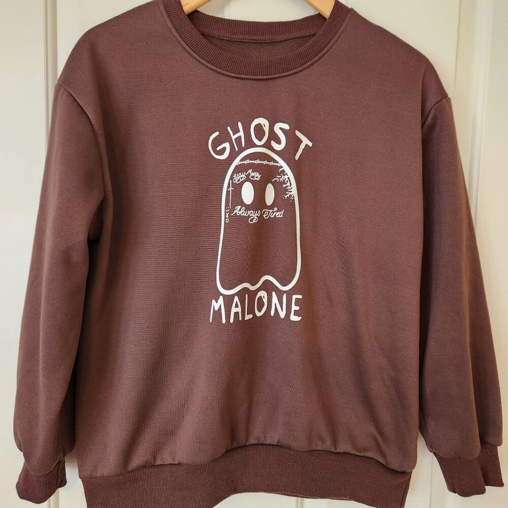 Ghost Post Malone Brown Graphic Sweatshirt Soft Cozy Comfy Cute Concert Band M - Picture 2 of 7
